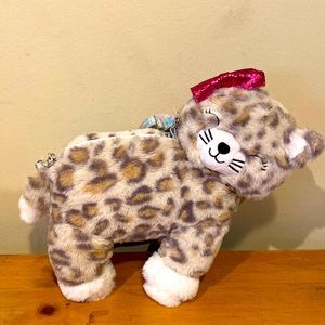Wonder Nation Novelty Crossbody Cat Plush Purse Silver Holographic Strap NWT